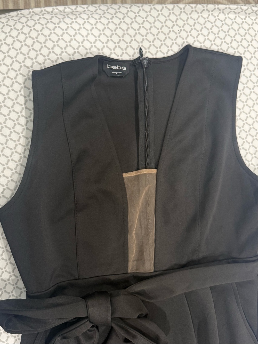 bebe Black Sleeveless Wide-Leg Jumpsuit with Waist Tie - Picture 3 of 5